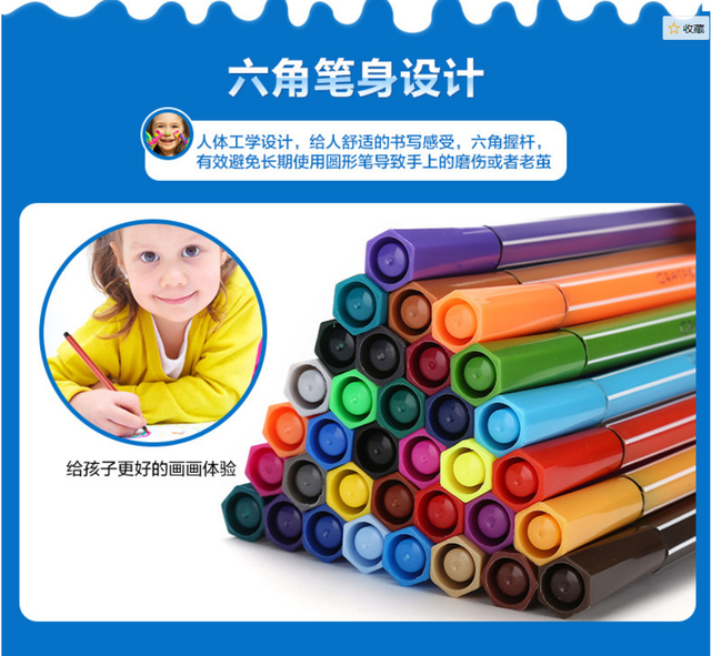 Zestaw długopisów akwarelowych (12/18/24/36 kolorów), nietoksyczne, bezpieczne dla dzieci, sześciokątne, zmywalne, różowy i niebieski - Wianko - 5