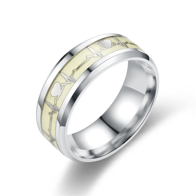 Pierścionek ze stali nierdzewnej BAECYT Luminous Ring Finger dla kobiet i mężczyzn - świecące w ciemności, w kształcie serca, biżuteria - Wianko - 7