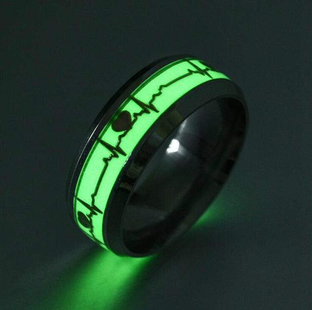 Pierścionek ze stali nierdzewnej BAECYT Luminous Ring Finger dla kobiet i mężczyzn - świecące w ciemności, w kształcie serca, biżuteria - Wianko - 4