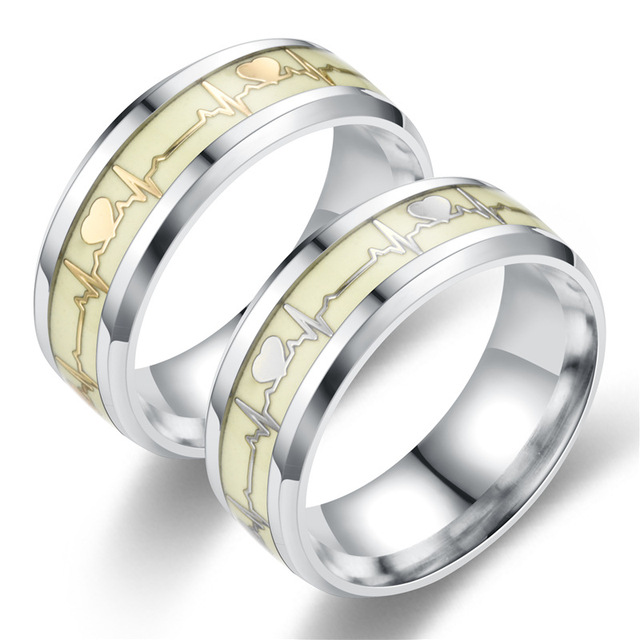 Pierścionek ze stali nierdzewnej BAECYT Luminous Ring Finger dla kobiet i mężczyzn - świecące w ciemności, w kształcie serca, biżuteria - Wianko - 5