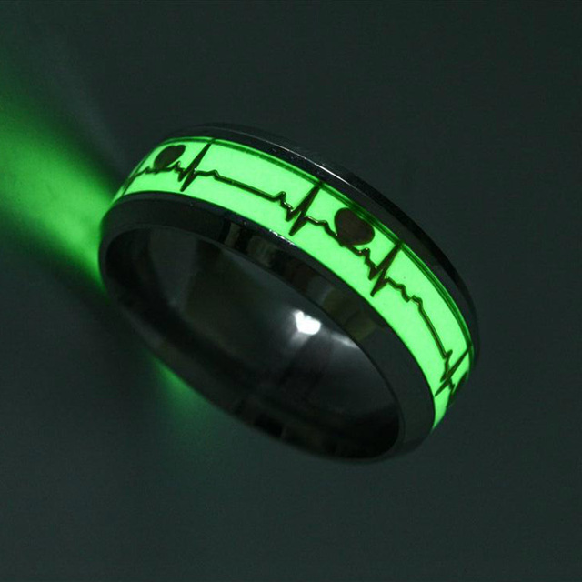 Pierścionek ze stali nierdzewnej BAECYT Luminous Ring Finger dla kobiet i mężczyzn - świecące w ciemności, w kształcie serca, biżuteria - Wianko - 3
