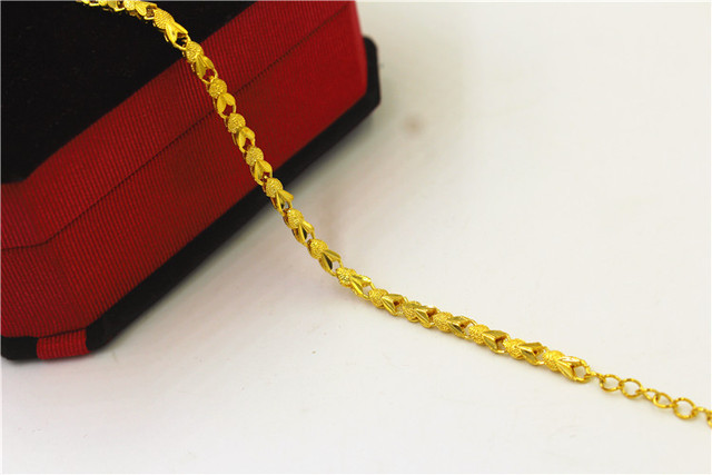 Czysta bransoletka z linkami w złotym kolorze z sercem dla kobiet - 24K, 16+4cm - Wianko - 1