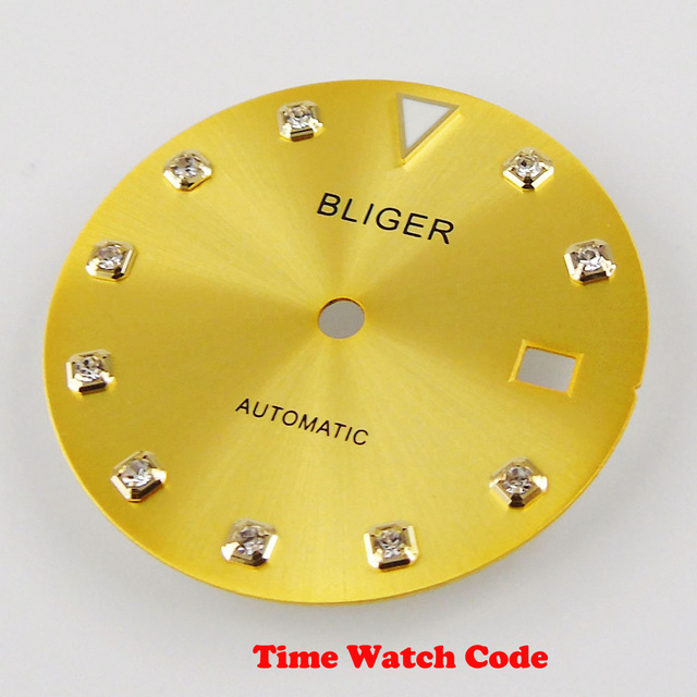 Zestaw części do naprawy zegarka: Złoty, sterylny zegarek, 29mm, wybieranie rąk, 2813/8215/821A/8205 Miyota, tarcza sunburst - Wianko - 1