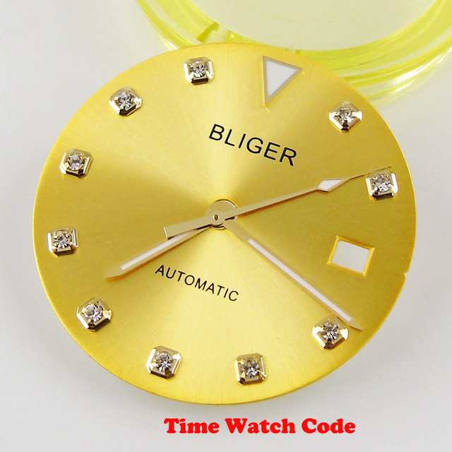 Zestaw części do naprawy zegarka: Złoty, sterylny zegarek, 29mm, wybieranie rąk, 2813/8215/821A/8205 Miyota, tarcza sunburst - Wianko - 6