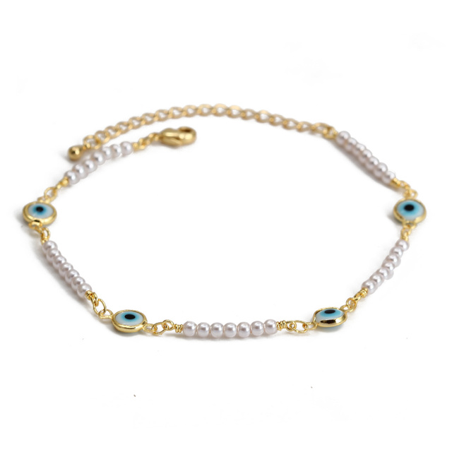 Bransoletka Lucky Eye tureckiego wzoru z regulowaną imitacją perły i niebieskimi paciorkami dla kobiet i dziewcząt - BE462 - Wianko - 5