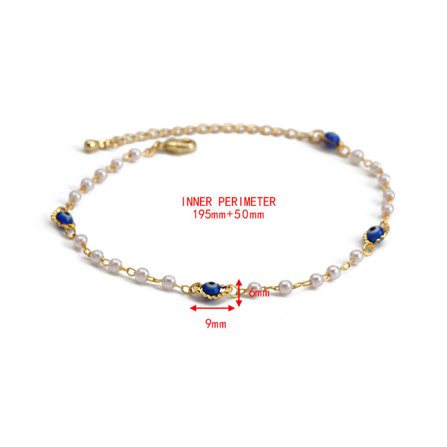 Bransoletka Lucky Eye tureckiego wzoru z regulowaną imitacją perły i niebieskimi paciorkami dla kobiet i dziewcząt - BE462 - Wianko - 14