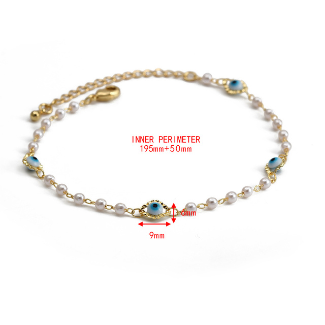 Bransoletka Lucky Eye tureckiego wzoru z regulowaną imitacją perły i niebieskimi paciorkami dla kobiet i dziewcząt - BE462 - Wianko - 10