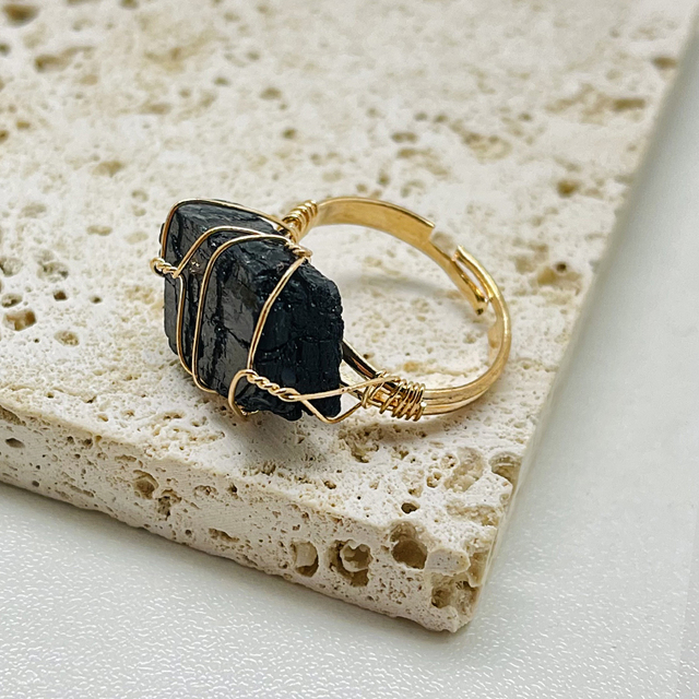 Ręcznie wykonany regulowany pierścień z naturalnym kamieniem w różnych kolorach - biżuteria damskiego pierścienia - Wianko - 3