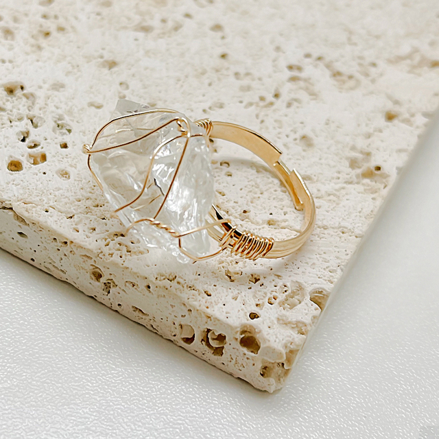 Ręcznie wykonany regulowany pierścień z naturalnym kamieniem w różnych kolorach - biżuteria damskiego pierścienia - Wianko - 2