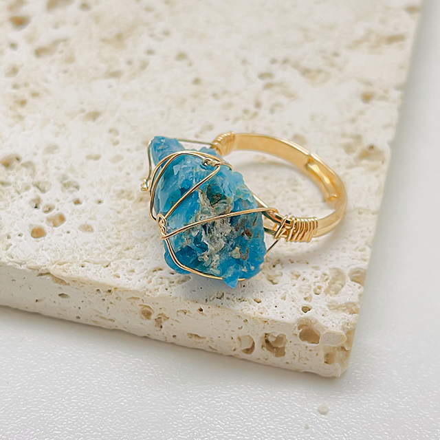 Ręcznie wykonany regulowany pierścień z naturalnym kamieniem w różnych kolorach - biżuteria damskiego pierścienia - Wianko - 9