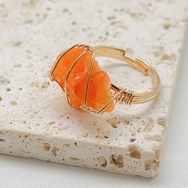 Ręcznie wykonany regulowany pierścień z naturalnym kamieniem w różnych kolorach - biżuteria damskiego pierścienia - Wianko - 8
