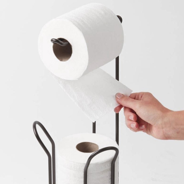 Stojący uchwyt na papier toaletowy i ręczniki wykonany ze stali nierdzewnej - Wianko - 6