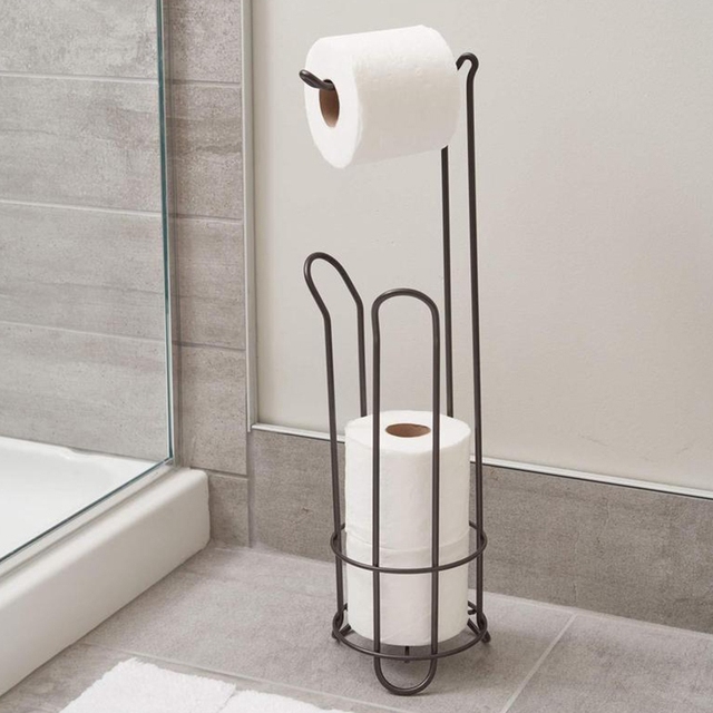 Stojący uchwyt na papier toaletowy i ręczniki wykonany ze stali nierdzewnej - Wianko - 5