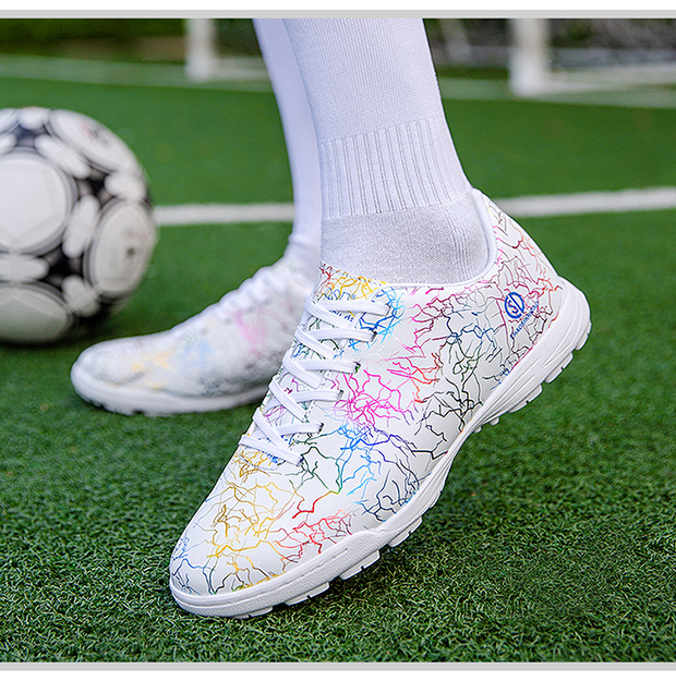 Nowe buty piłkarskie 2021 do użytku w pomieszczeniach dla dzieci, chłopców, dziewcząt, studentów oraz dorosłych, treningowe, sportowe, trampki TF/FG poniżej kostki - Wianko - 10