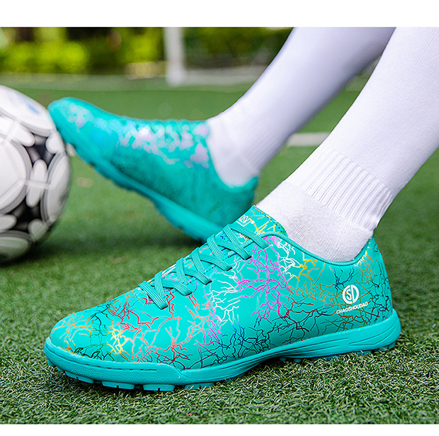 Nowe buty piłkarskie 2021 do użytku w pomieszczeniach dla dzieci, chłopców, dziewcząt, studentów oraz dorosłych, treningowe, sportowe, trampki TF/FG poniżej kostki - Wianko - 12