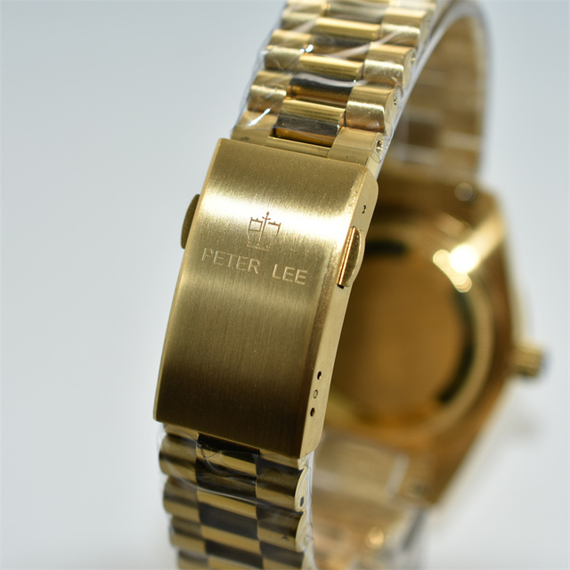 Zegarek męski PETER LEE Vintage Design 40mm mechaniczny złoty ze stali nierdzewnej, z datownikiem - Wianko - 18