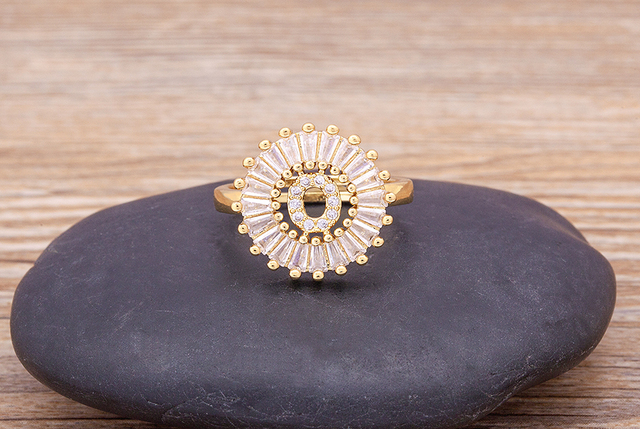 Nowy złoty pierścień regulowany otwierający ze złotą metalową literą A-Z - biżuteria w stylu wesele i rodzinny prezent - Wianko - 23