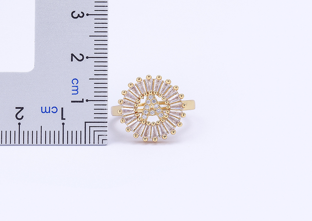 Nowy złoty pierścień regulowany otwierający ze złotą metalową literą A-Z - biżuteria w stylu wesele i rodzinny prezent - Wianko - 2