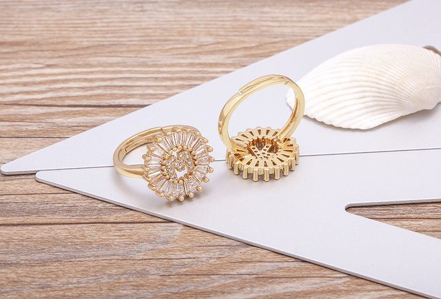 Nowy złoty pierścień regulowany otwierający ze złotą metalową literą A-Z - biżuteria w stylu wesele i rodzinny prezent - Wianko - 8