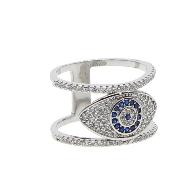 Pierścionek zaręczynowy z oczkiem pave, srebrny, niebieski kolor, iskrząca biżuteria dla kobiet o najwyższej jakości - Wianko - 2