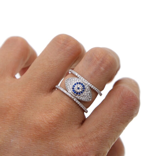 Pierścionek zaręczynowy z oczkiem pave, srebrny, niebieski kolor, iskrząca biżuteria dla kobiet o najwyższej jakości - Wianko - 3