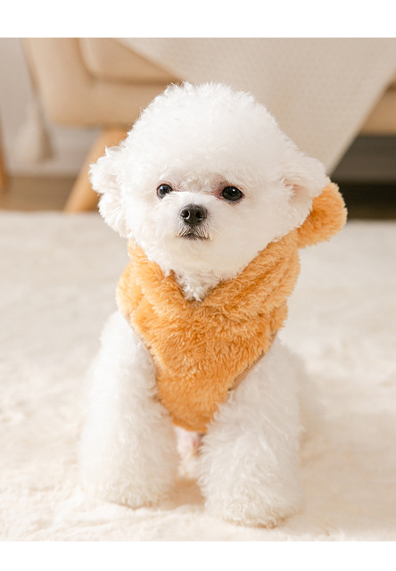 Polarowa bluza z kapturem dla zwierząt domowych - zimowe ciepłe ubranie dla psów, miękka kurtka z czapką w stylu niedźwiedzia, dla Chihuahua i buldoga francuskiego - Wianko - 7