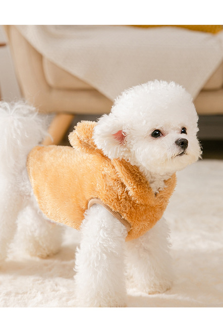 Polarowa bluza z kapturem dla zwierząt domowych - zimowe ciepłe ubranie dla psów, miękka kurtka z czapką w stylu niedźwiedzia, dla Chihuahua i buldoga francuskiego - Wianko - 6