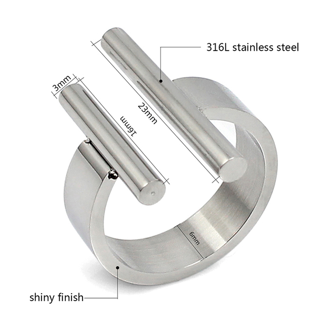 Stalowy pierścień srebrny cylindryczny z otworami, 6 mm szerokość, rozmiar 6-9 - Wianko - 11