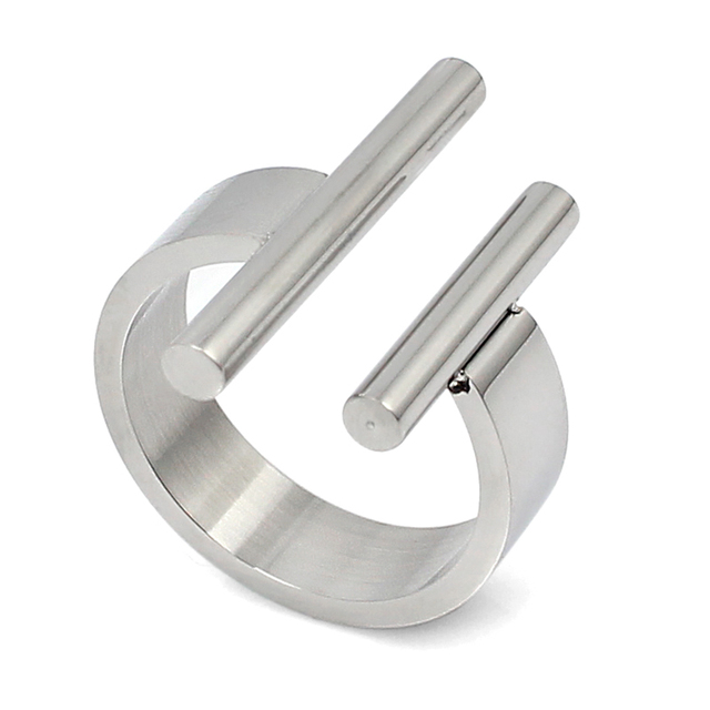 Stalowy pierścień srebrny cylindryczny z otworami, 6 mm szerokość, rozmiar 6-9 - Wianko - 12