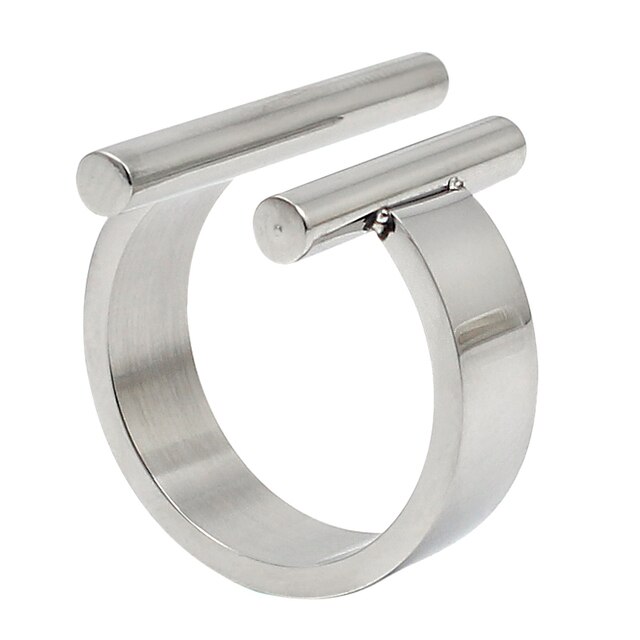 Stalowy pierścień srebrny cylindryczny z otworami, 6 mm szerokość, rozmiar 6-9 - Wianko - 16