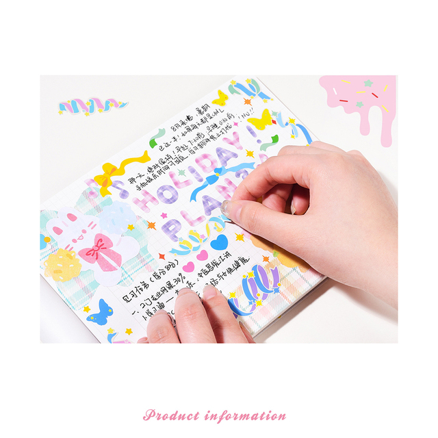 Naklejki biurowe Vintage Kawaii dla dzieci w koreańskim stylu - estetyczne Scrapbooking, dekoracyjne naklejki z wstążkami do pamiętnika - Wianko - 2