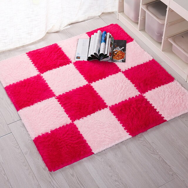 Pluszowy dywan puzzle dziecięcy - miękki matowy dywan do salonu, sypialni i pokoju dzieci - magiczny patchwork z puzzlami - Wianko - 5