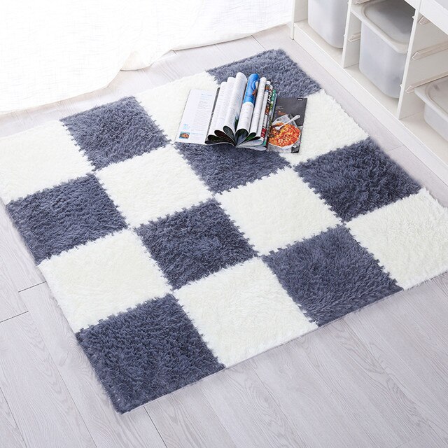 Pluszowy dywan puzzle dziecięcy - miękki matowy dywan do salonu, sypialni i pokoju dzieci - magiczny patchwork z puzzlami - Wianko - 1