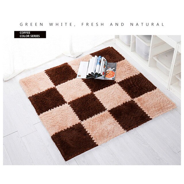 Pluszowy dywan puzzle dziecięcy - miękki matowy dywan do salonu, sypialni i pokoju dzieci - magiczny patchwork z puzzlami - Wianko - 9