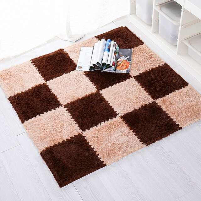 Pluszowy dywan puzzle dziecięcy - miękki matowy dywan do salonu, sypialni i pokoju dzieci - magiczny patchwork z puzzlami - Wianko - 4