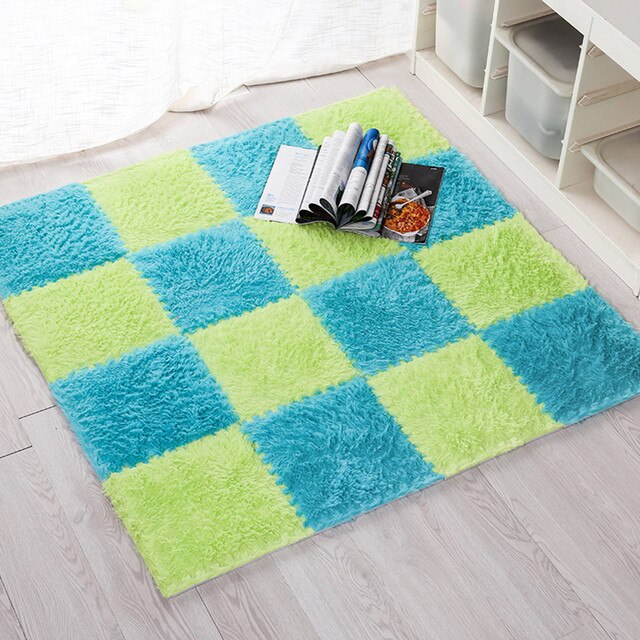 Pluszowy dywan puzzle dziecięcy - miękki matowy dywan do salonu, sypialni i pokoju dzieci - magiczny patchwork z puzzlami - Wianko - 8