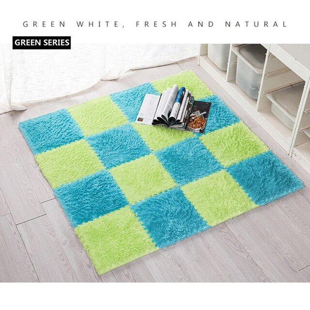 Pluszowy dywan puzzle dziecięcy - miękki matowy dywan do salonu, sypialni i pokoju dzieci - magiczny patchwork z puzzlami - Wianko - 10