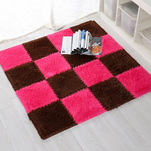 Pluszowy dywan puzzle dziecięcy - miękki matowy dywan do salonu, sypialni i pokoju dzieci - magiczny patchwork z puzzlami - Wianko - 2