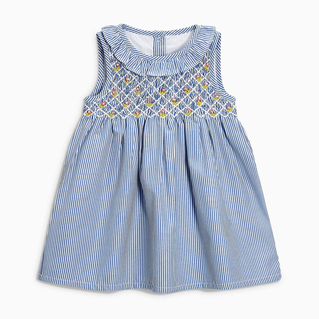 Sukienka Little Maven dziecięca letnia w paski niebieska bawełna 2-7 lat - Wianko - 11