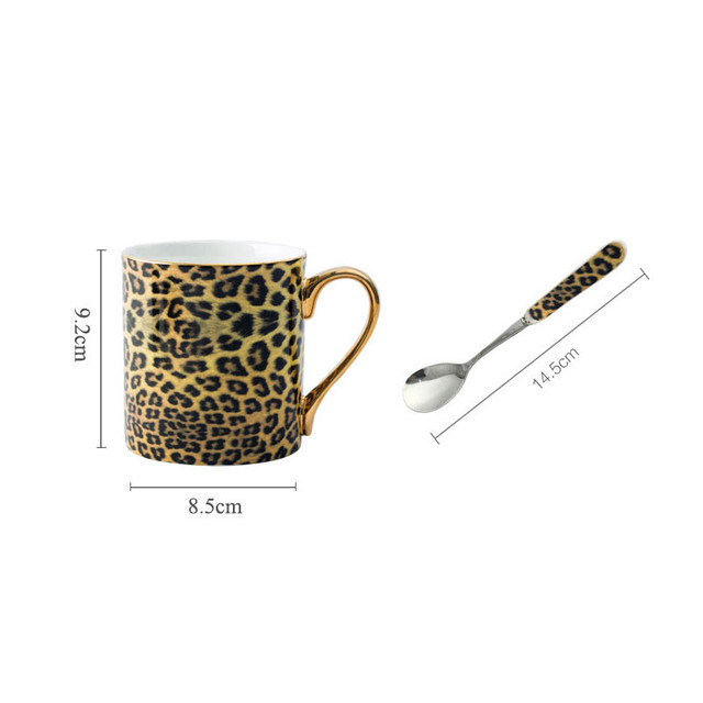 Kubek ceramiczny z kreatywnym wzorem w cętki, złotym uchwytem i pojemnością na kawę i herbatę, idealny na biurko - prezent, kawiarnia Espresso - Wianko - 2