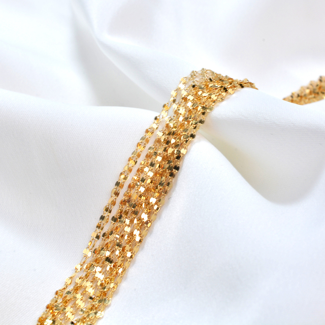 Złoty naszyjnik ZHIXI 18K biżuteria AU750 wisiorek łańcuch płytki żółty biały różowe złoto dla kobiet - Wianko - 3