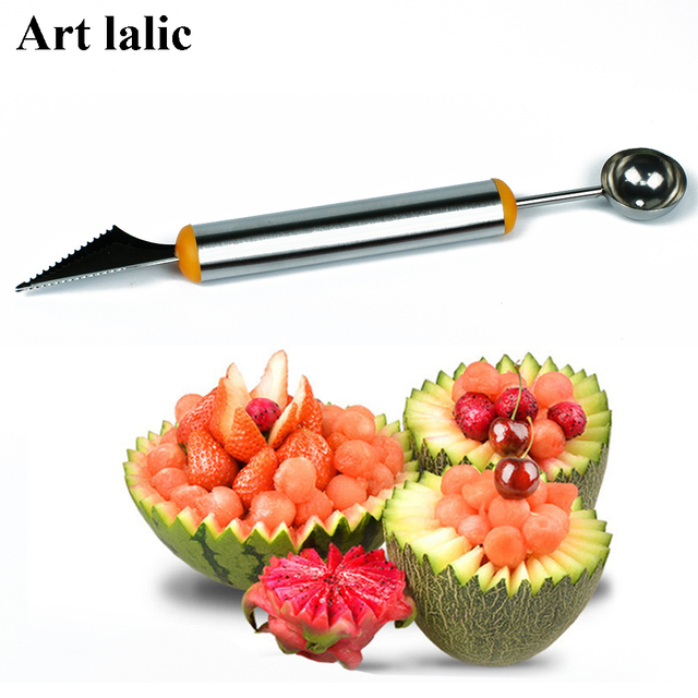 Kuchnia Bar nóż do rzeźbienia owoców arbuz kantalupa Melon kopać gałkownica ze stali nierdzewnej - Wianko - 1