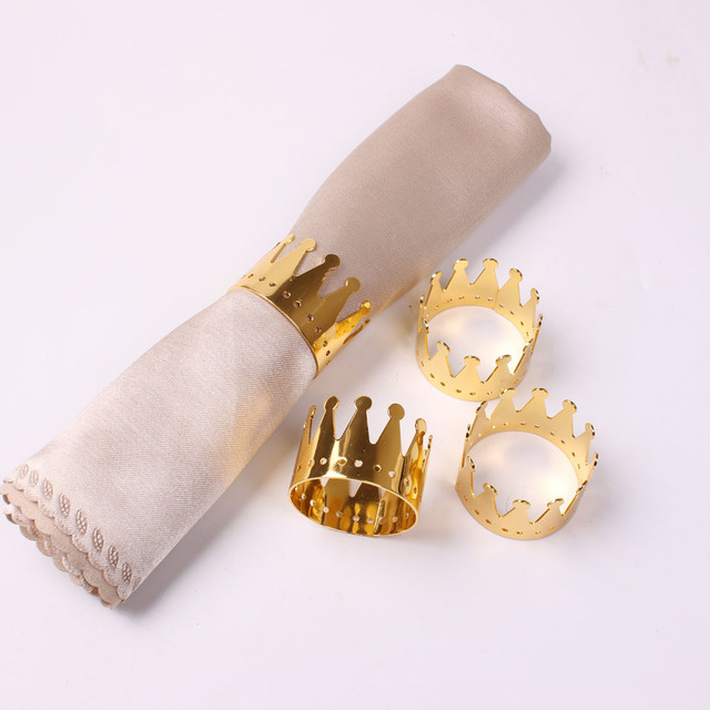 Pierścień na serwetki z metalu w kształcie korony, złoty, kreatywny, dekoracyjny, idealny do stołu podczas rodzinnego hotelu, wesela czy bankietu - Wianko - 1