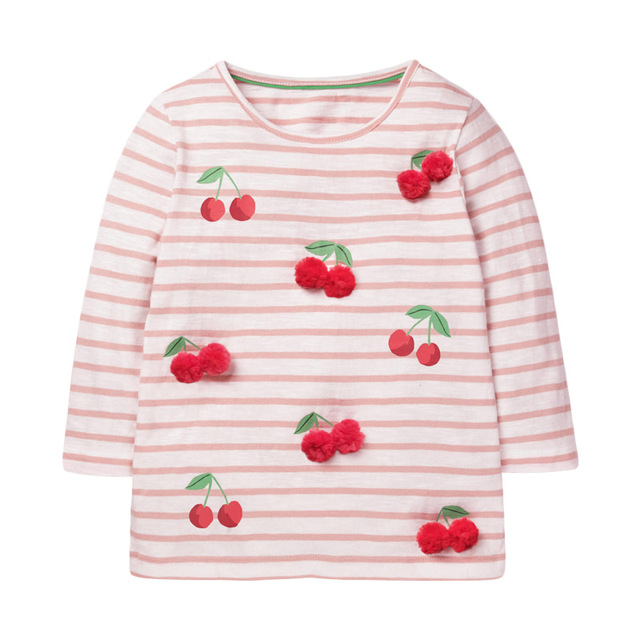 Little Maven Koszulka Dziecięca Różowe Paski Owocowa Aplikacja 2021 Jesień - Dla Dziewczynek 2-7 lat - Wianko - 10