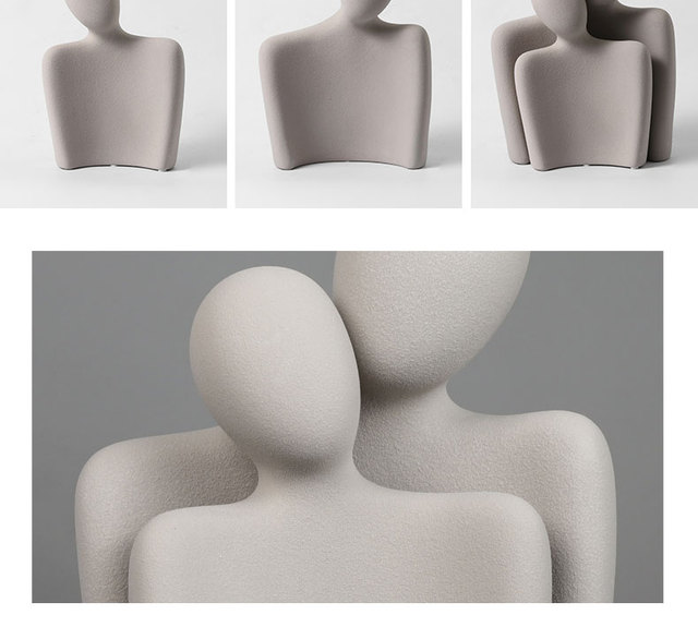 Rzeźba ceramiczna - Skandynawski abstrakcyjny uścisk pary kochanków - Nowoczesna prezencja ślubna - Duże, matowe posągi - Wianko - 22