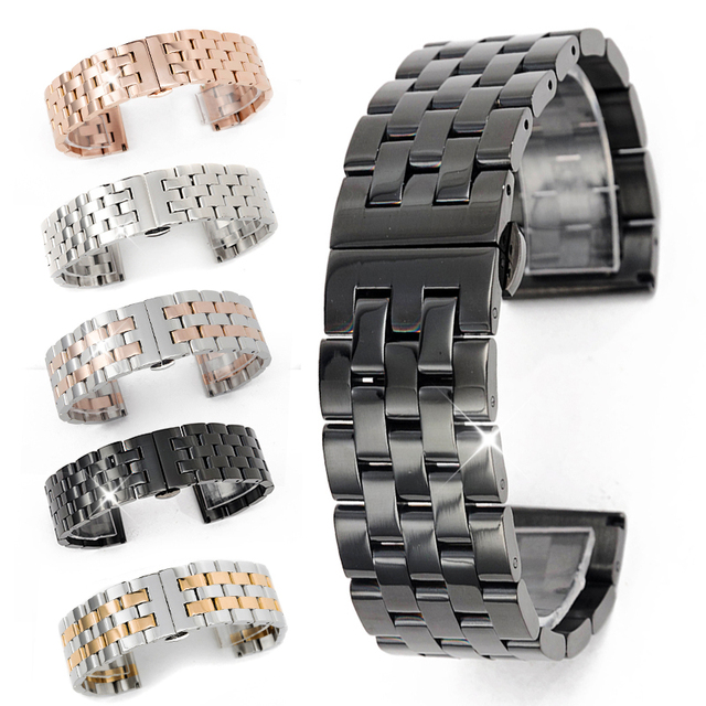 Zamienny metalowy pasek 20-26mm z czarnym i srebrnym stałym linkiem ze stali nierdzewnej do zegarków męskich i damskich do biznesu na rękę - Wianko - 1