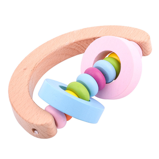 Drewniana grzechotka Macaron dla dziecka - organiczna, bezpieczna, kojąca zabawka edukacyjna - Wianko - 2