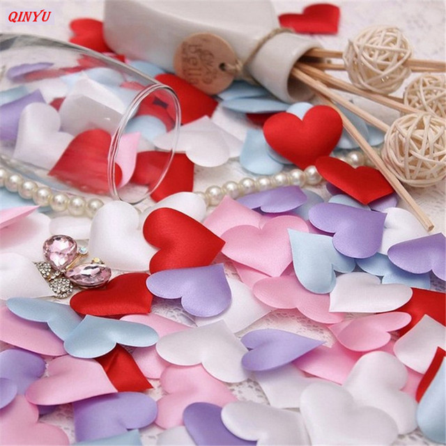 100 sztuk płatków serca z gąbki satynowej - dekoracja ślubna i walentynkowa 3cm - Wianko - 9