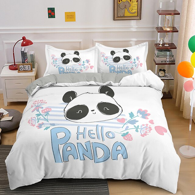 Zestaw pościeli Cartoon Piękna Panda, król/królowa, rozmiar 1 pokrywa kołdra + 2/3 poszewki, dla dziewczyn i chłopców - Wianko - 5