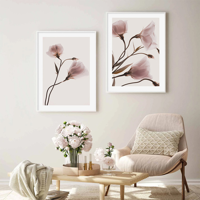 Rozpływający się różowy kwitnący kwiat - malarstwo na płótnie jako dekoracja wnętrza domowego - Wianko - 11